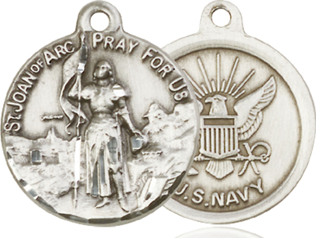 Sterling Silver Saint Joan of Arc Navy Medal