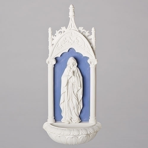 11.5"H Our Lady Of Lourdes Water Font; Della Robbia