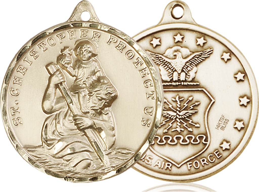 14kt Gold Filled Saint Christopher Air Force Medal