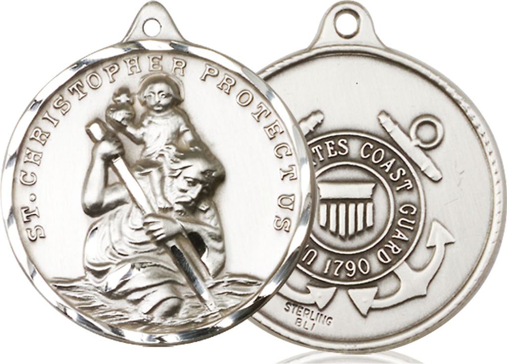 Sterling Silver Saint Christopher Coast Guard Medal