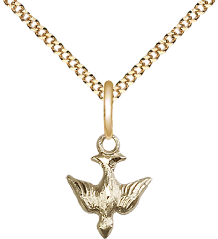 14kt Gold Filled Holy Spirit Pendant on a 18 inch Gold Plate Light Curb chain