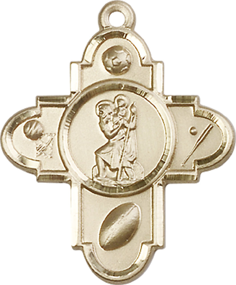 14kt Gold Sports 5-Way St Christopher Medal