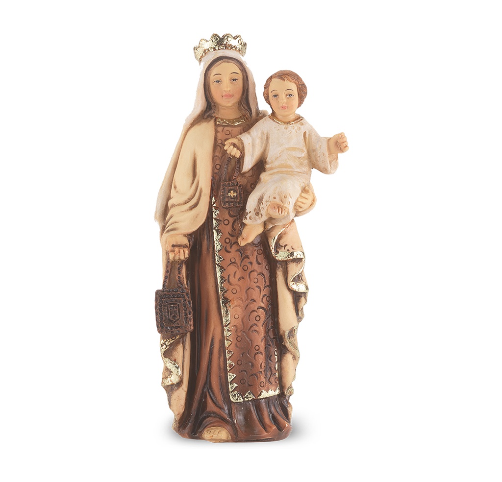 4" Our Lady Of Mount Carmel Cold Cast Resin Hand Painted Statue Carmel   P65