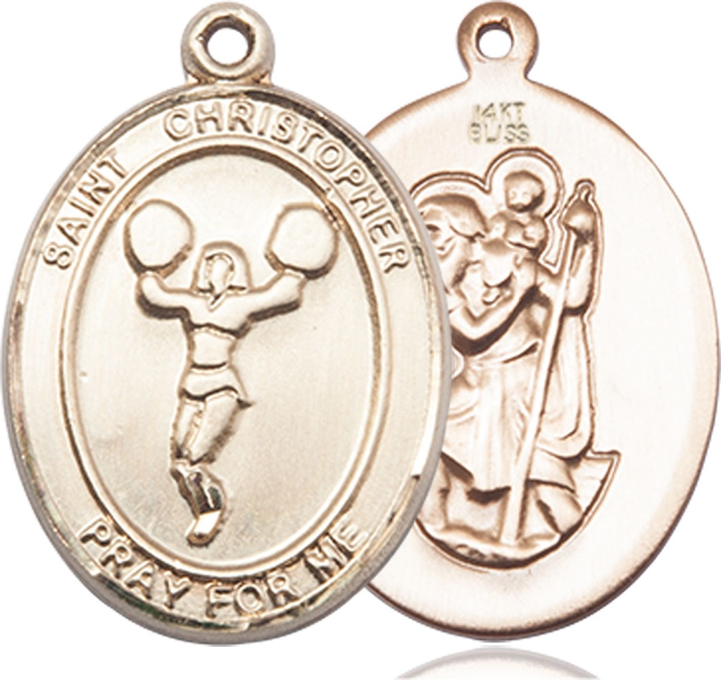 14kt Gold Saint Christopher Cheerleading Medal