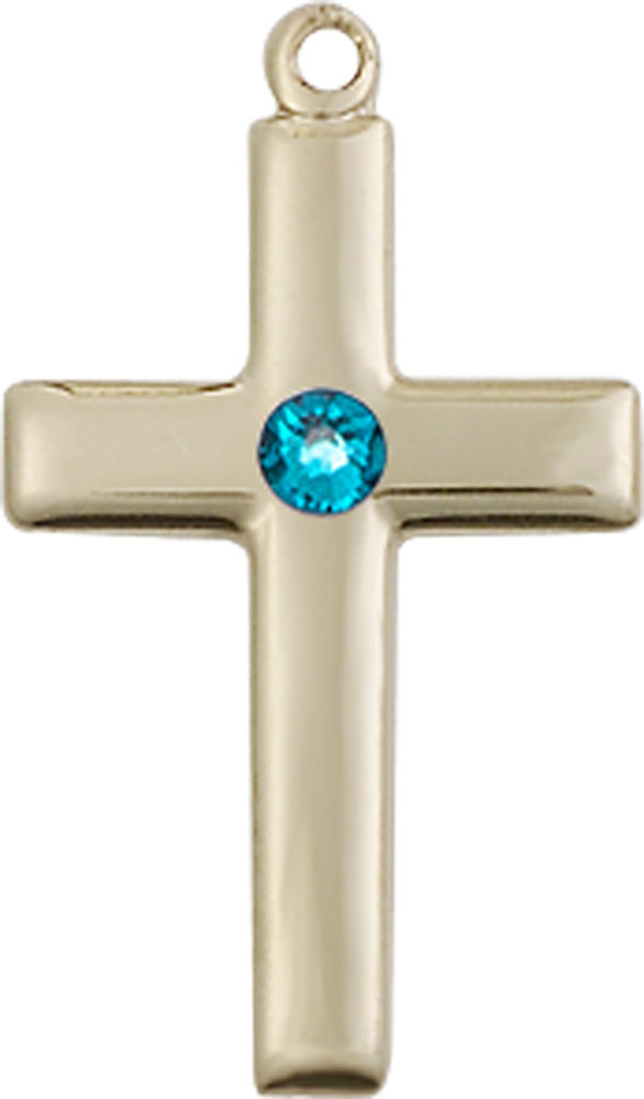 14kt Gold Filled Cross Medal with a 3mm Zircon Swarovski stone