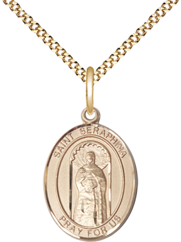 14kt Gold Filled Saint Seraphina Pendant on a 18 inch Gold Plate Light Curb chain