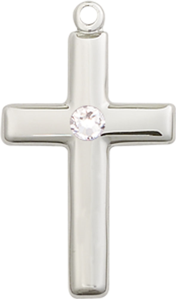 Sterling Silver Cross Medal with a 3mm Crystal Swarovski stone