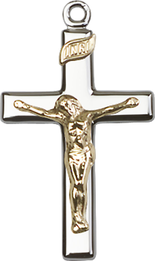 Two-Tone GF/SS Crucifix Medal