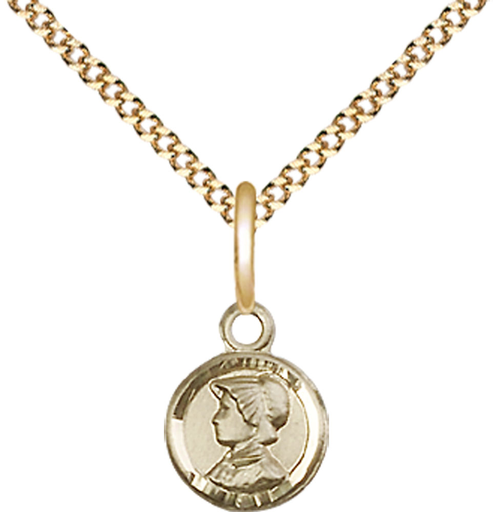 14kt Gold Filled Saint Elizabeth Ann Seton Pendant on a 18 inch Gold Plate Light Curb chain
