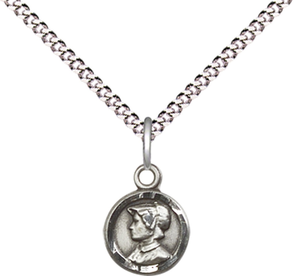 Sterling Silver Saint Elizabeth Ann Seton Pendant on a 18 inch Light Rhodium Light Curb chain