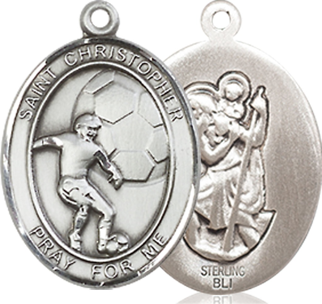 Sterling Silver Saint Christopher Soccer Medal