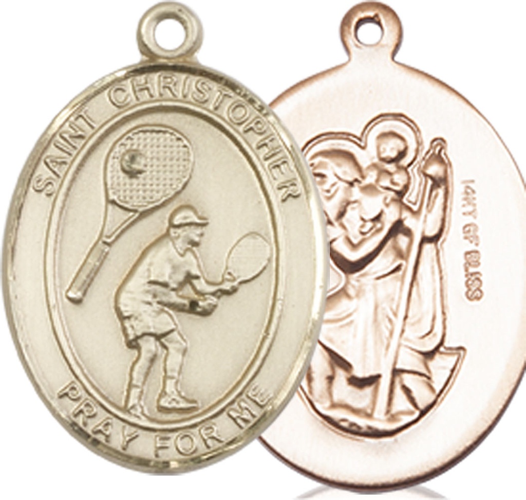 14kt Gold Filled Saint Christopher Tennis Medal