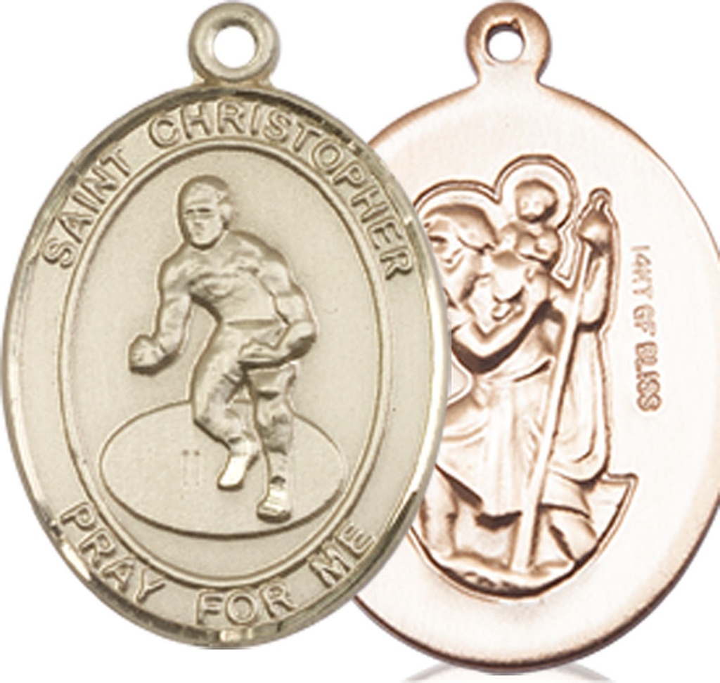 14kt Gold Filled Saint Christopher Wrestling Medal