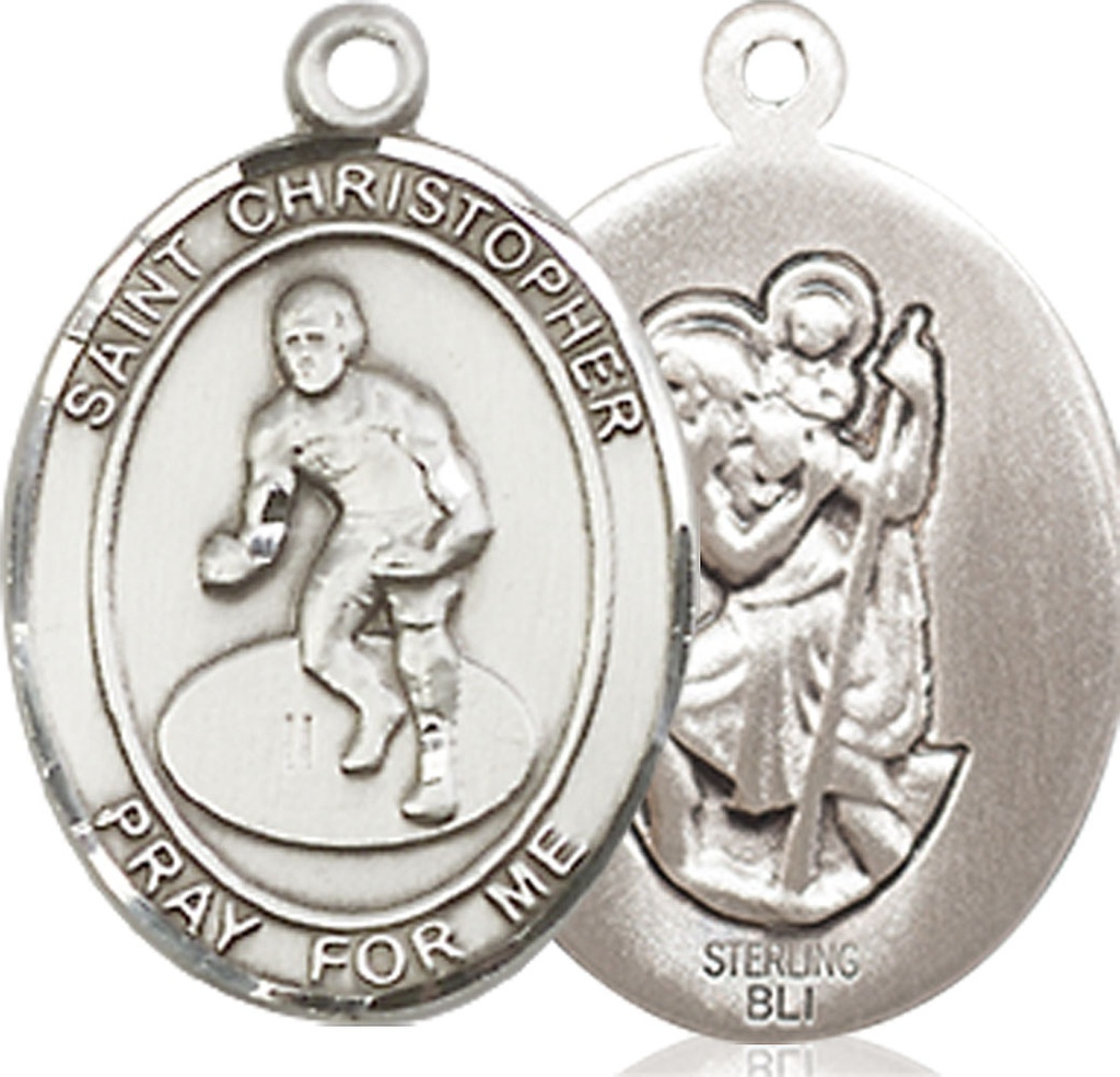 Sterling Silver Saint Christopher Wrestling Medal