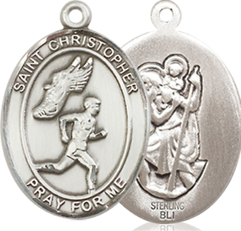 Sterling Silver Saint Christopher Track&amp;Field Medal