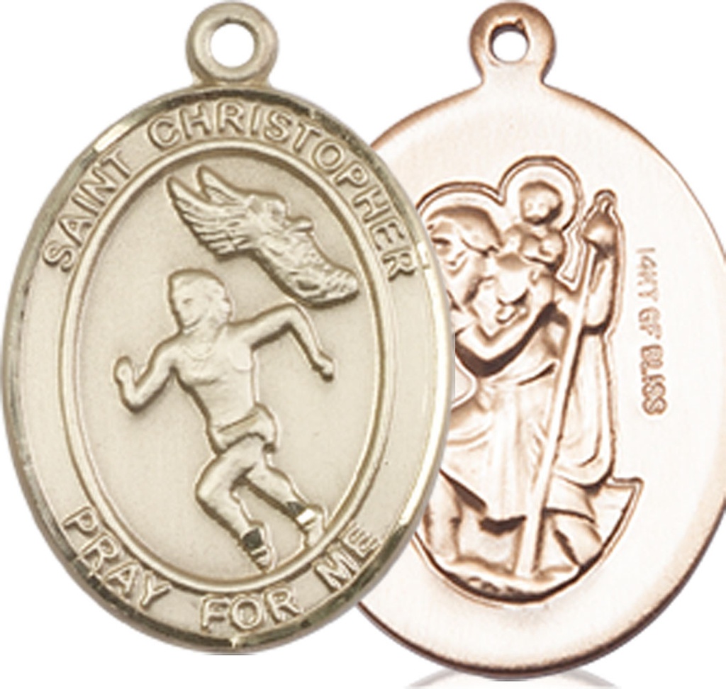 14kt Gold Filled Saint Christopher Track&amp;Field Medal