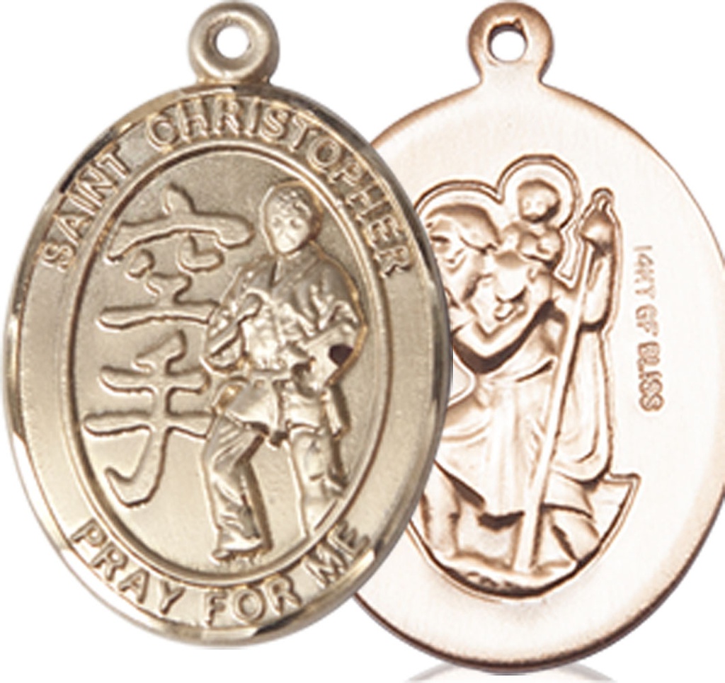14kt Gold Filled Saint Christopher Karate Medal