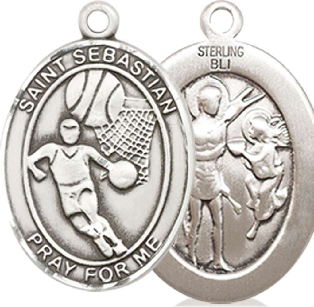 Sterling Silver Saint Sebastian Basketball Medal