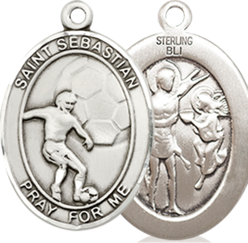 Sterling Silver Saint Sebastian Soccer Medal