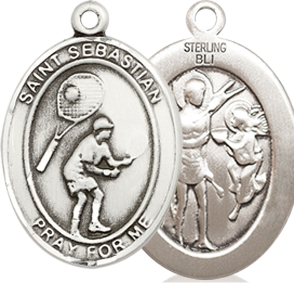 Sterling Silver Saint Sebastian Tennis Medal