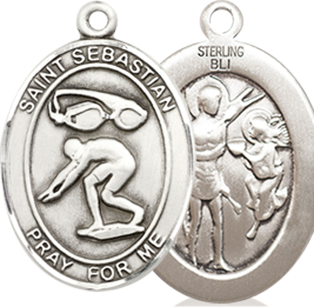 Sterling Silver Saint Sebastian Swimming Medal