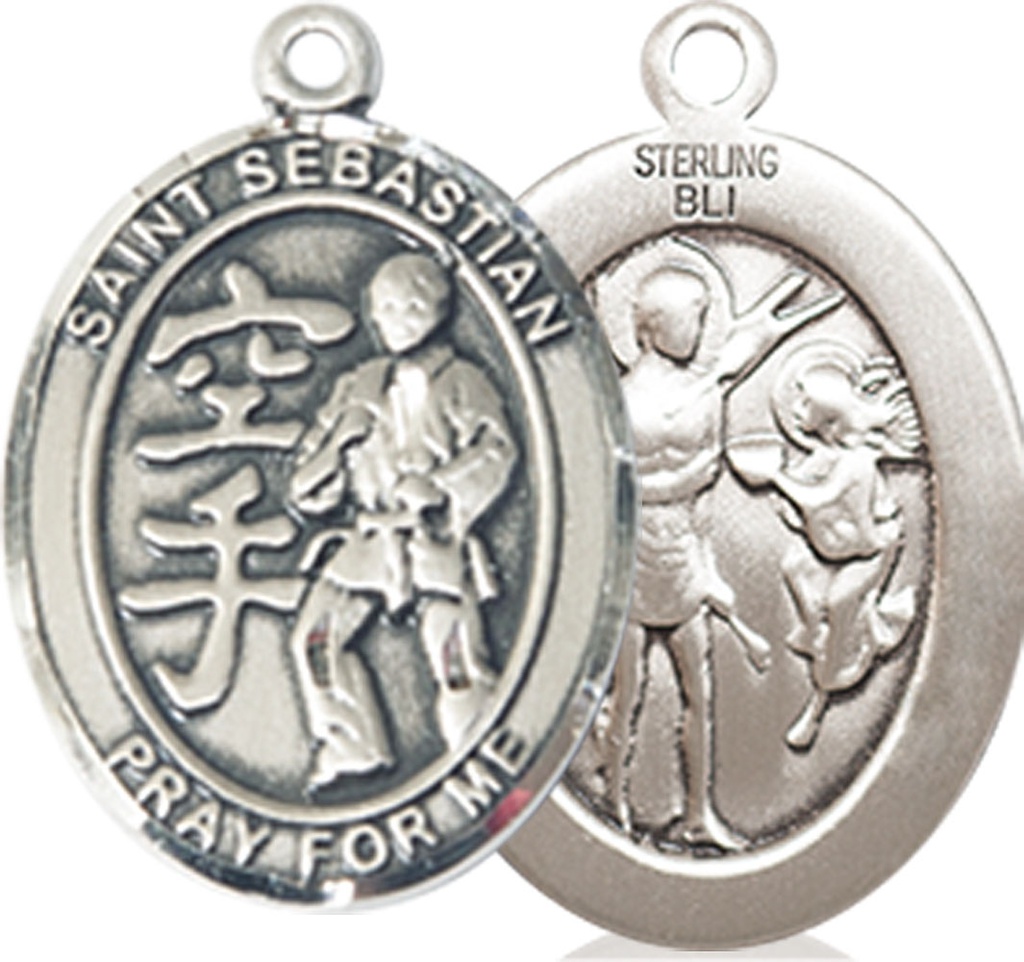 Sterling Silver Saint Sebastian Karate Medal