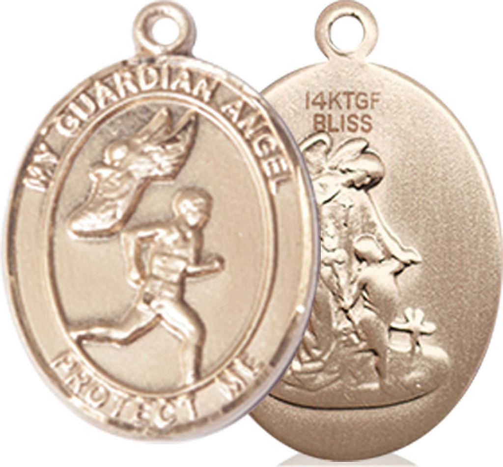 14kt Gold Filled Guardian Angel Track&amp;Field-Men Medal