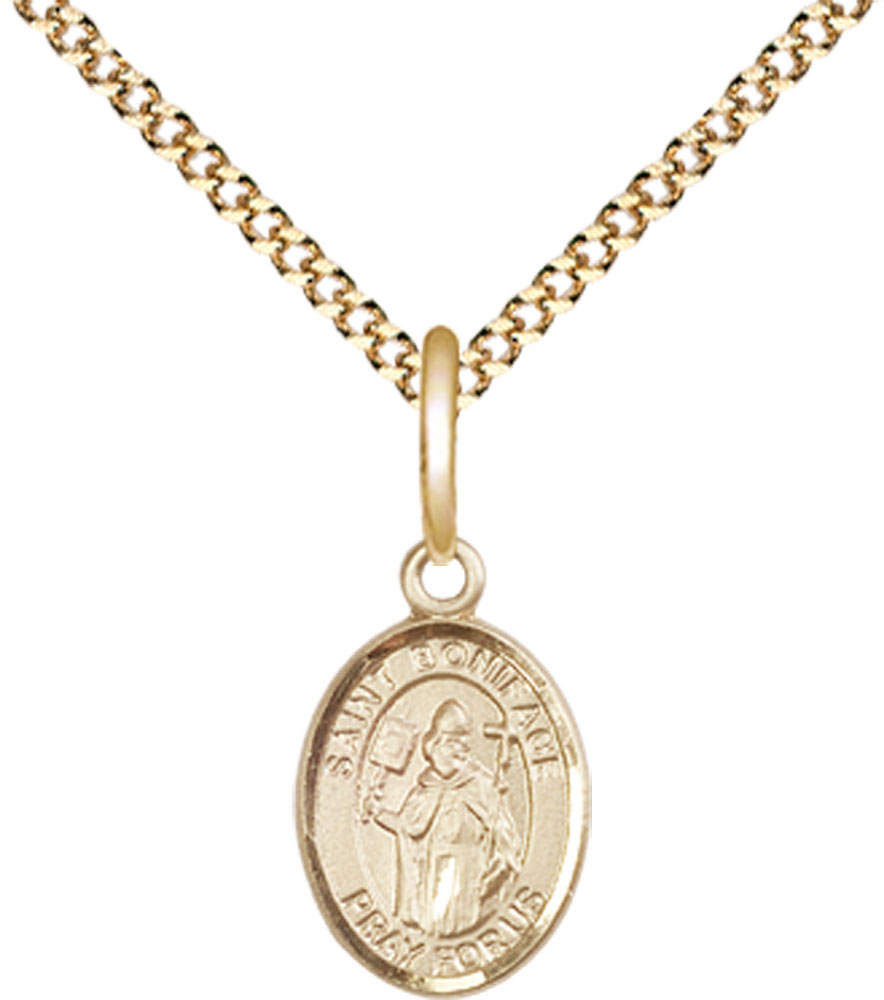 14kt Gold Filled Saint Boniface Pendant on a 18 inch Gold Plate Light Curb chain
