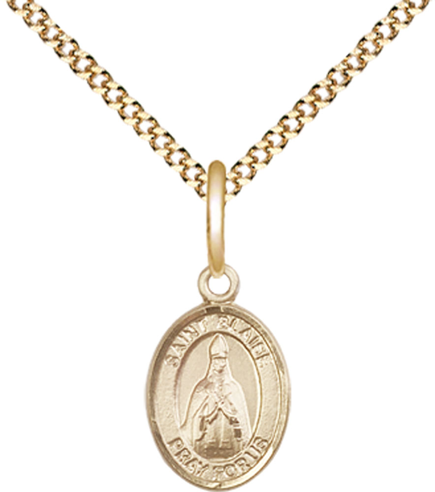 14kt Gold Filled Saint Blaise Pendant on a 18 inch Gold Plate Light Curb chain