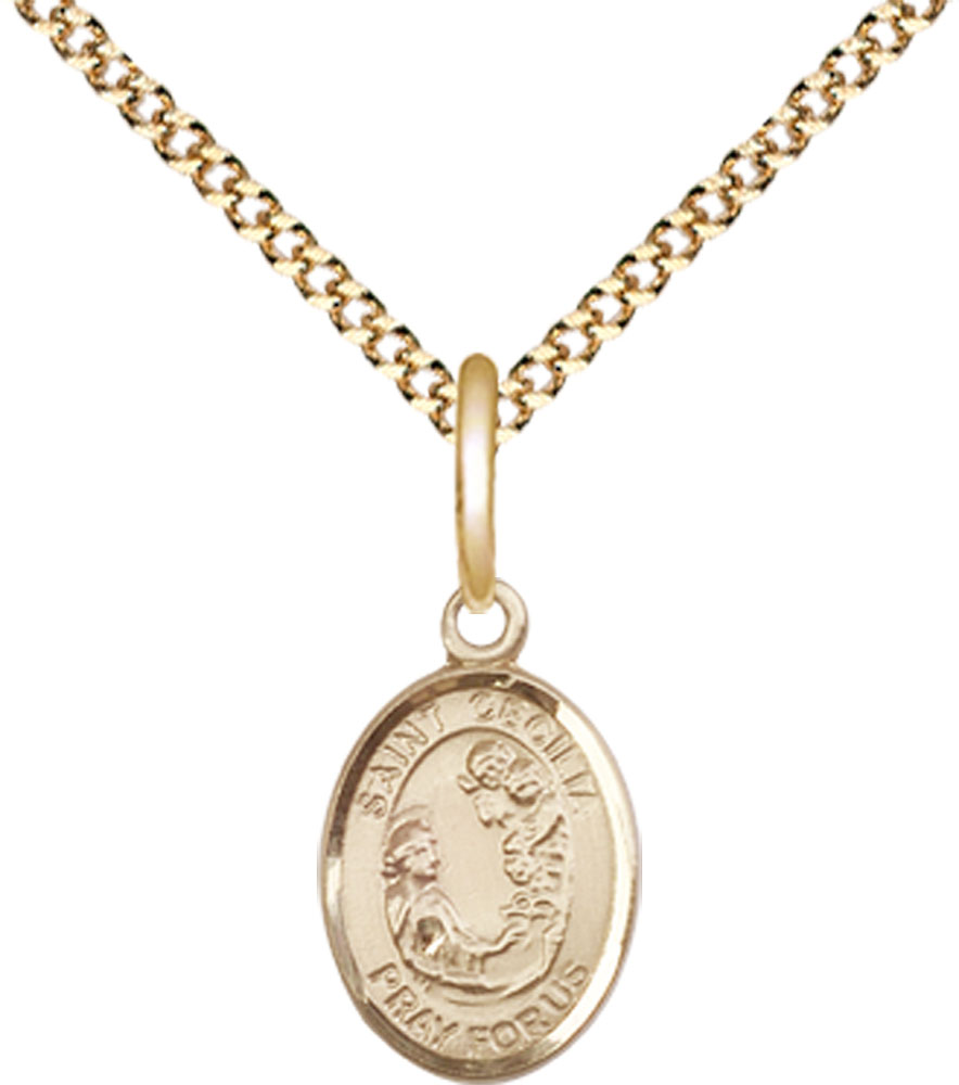 14kt Gold Filled Saint Cecilia Pendant on a 18 inch Gold Plate Light Curb chain