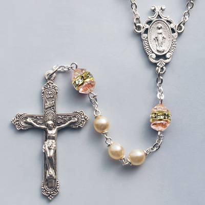 Rose Zircon Birthstone Rosary