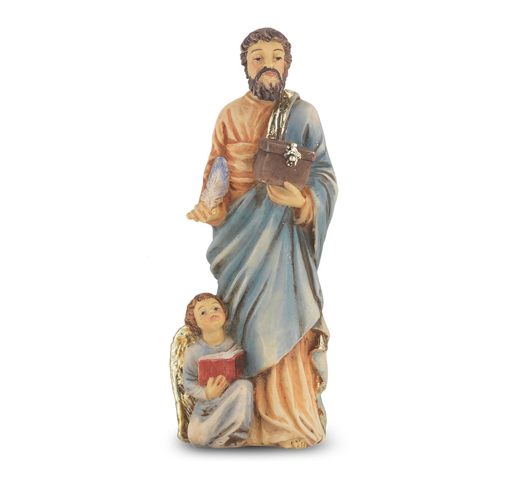 4" Cold Cast Resin Hand Painted Statue of St. Matthew