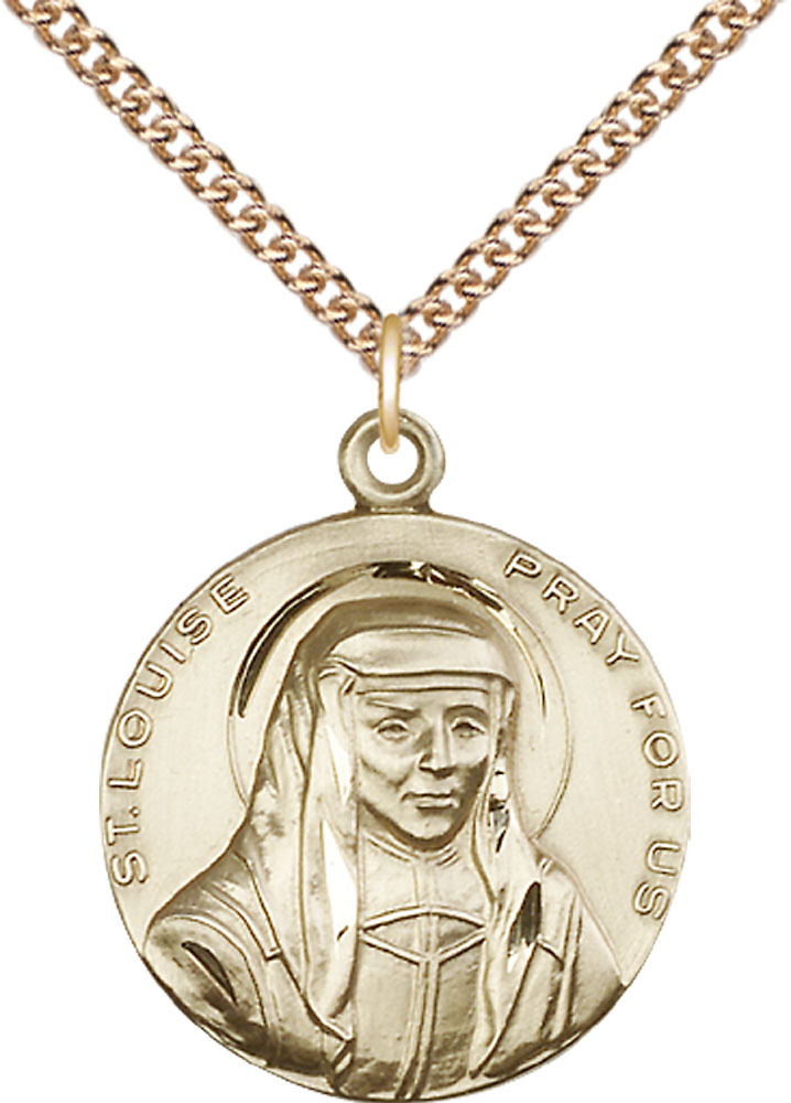 14kt Gold Filled Saint Louise Pendant on a 24 inch Gold Filled Heavy Curb chain