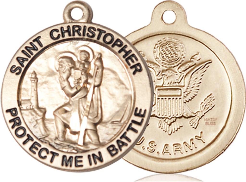 14kt Gold Filled Saint Christopher Army Medal