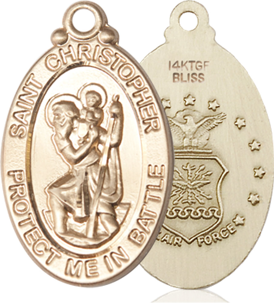 14kt Gold Filled Saint Christopher Air Force Medal