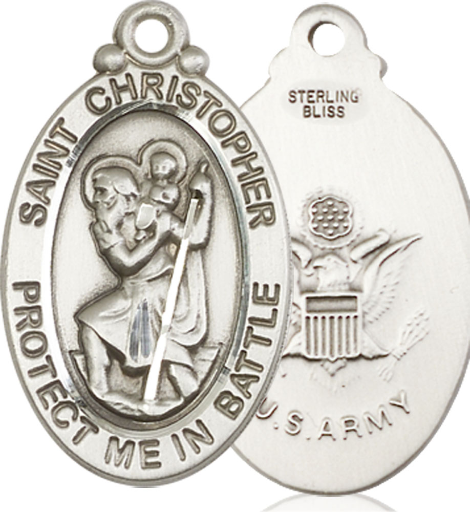 Sterling Silver Saint Christopher Army Medal