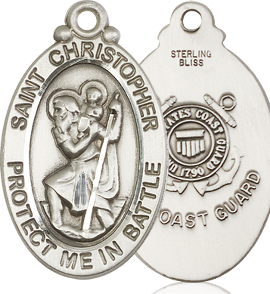 Sterling Silver Saint Christopher Coast Guard Medal