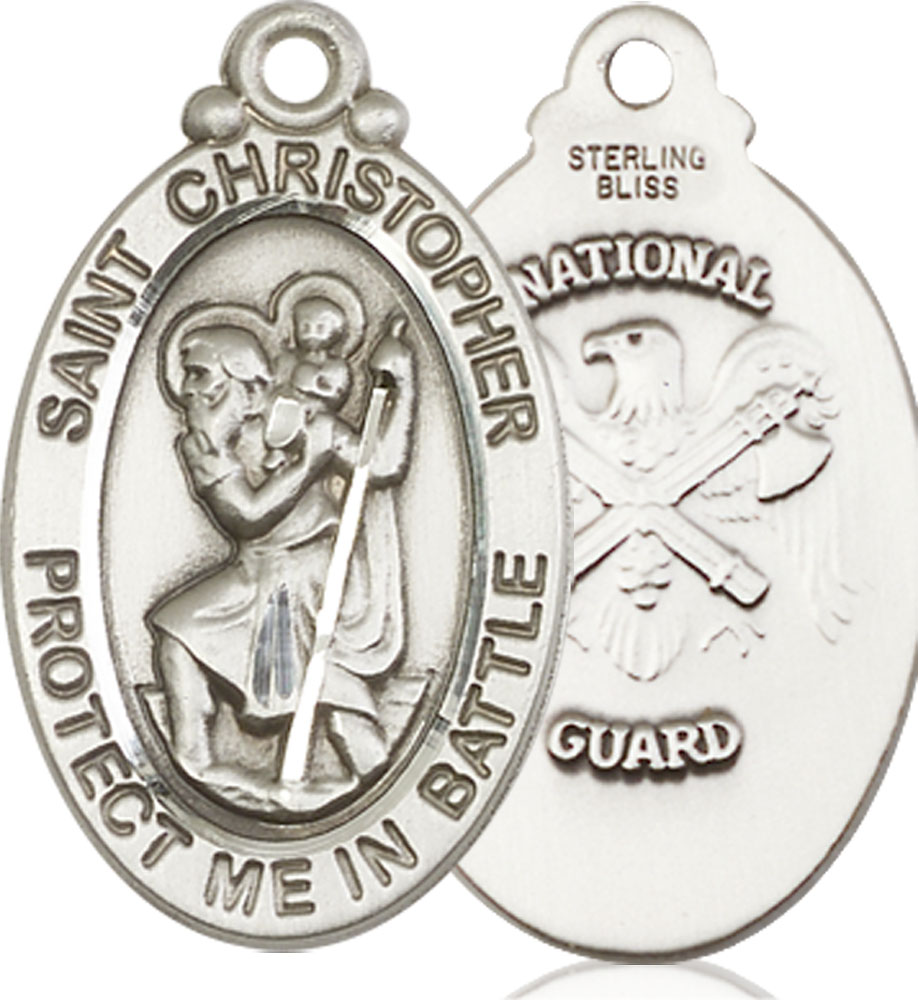 Sterling Silver Saint Christopher National Guard Medal
