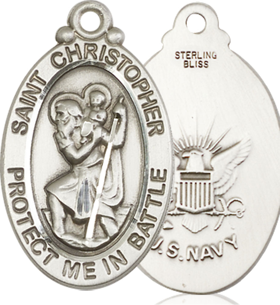 Sterling Silver Saint Christopher Navy Medal