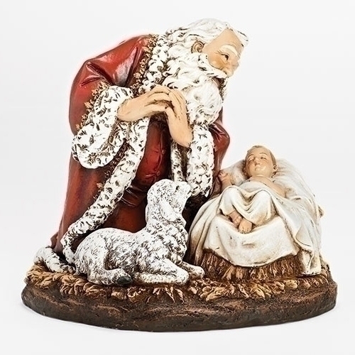 8&quot;Kneeling Santa W/Sleep Babe - Christmas