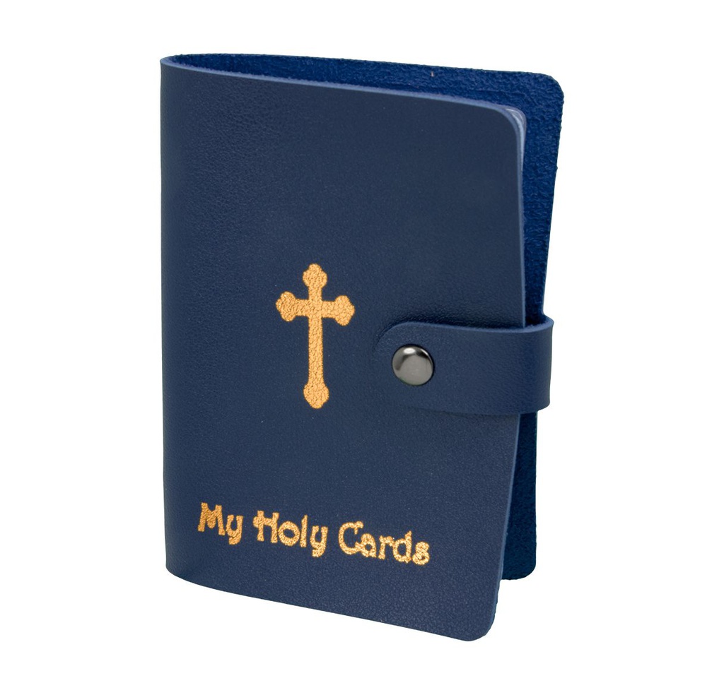 Blue Gold Stamped Leatherette Card Holder Holds Up To 20 Card