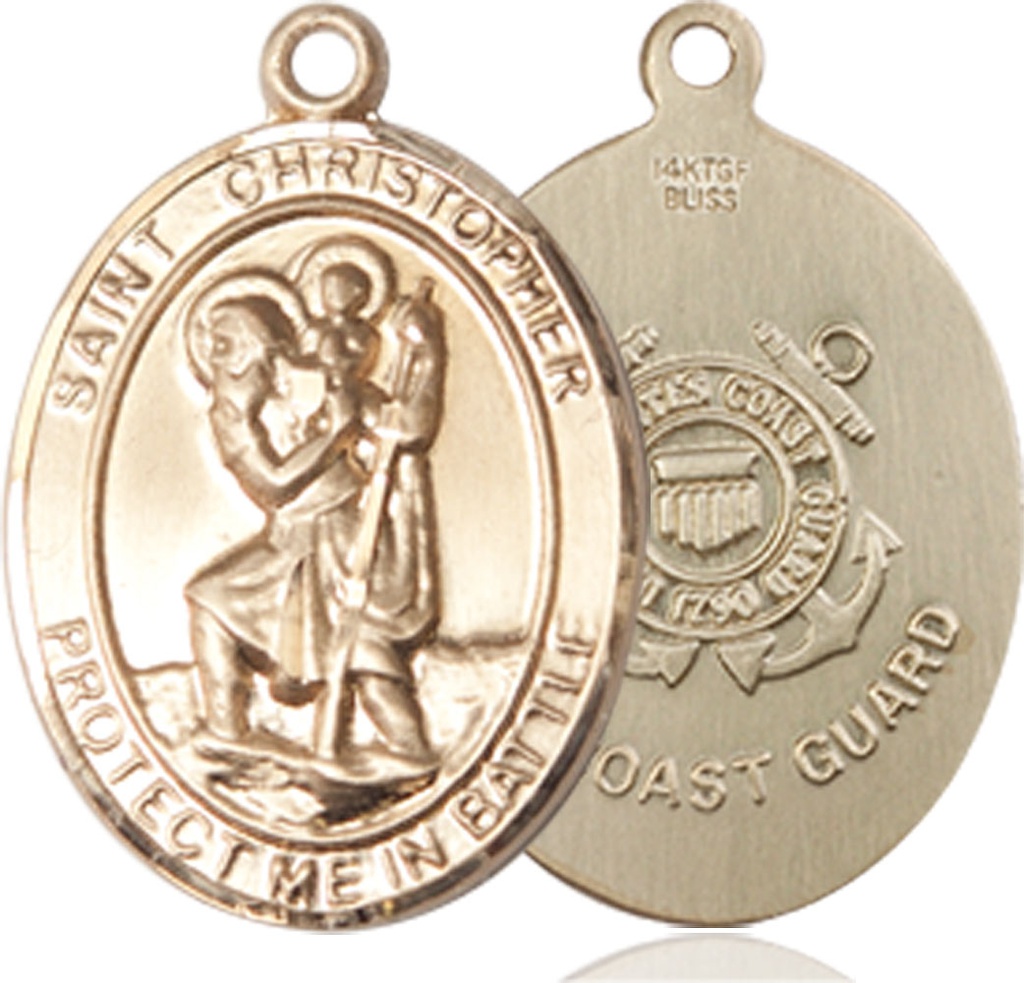 14kt Gold Filled Saint Christopher Coast Guard Medal