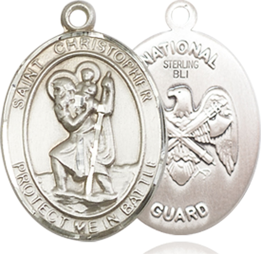 Sterling Silver Saint Christopher National Guard Medal