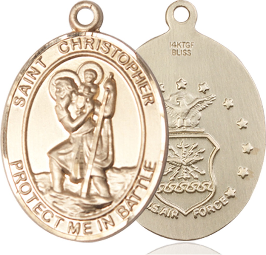 14kt Gold Filled Saint Christopher Air Force Medal