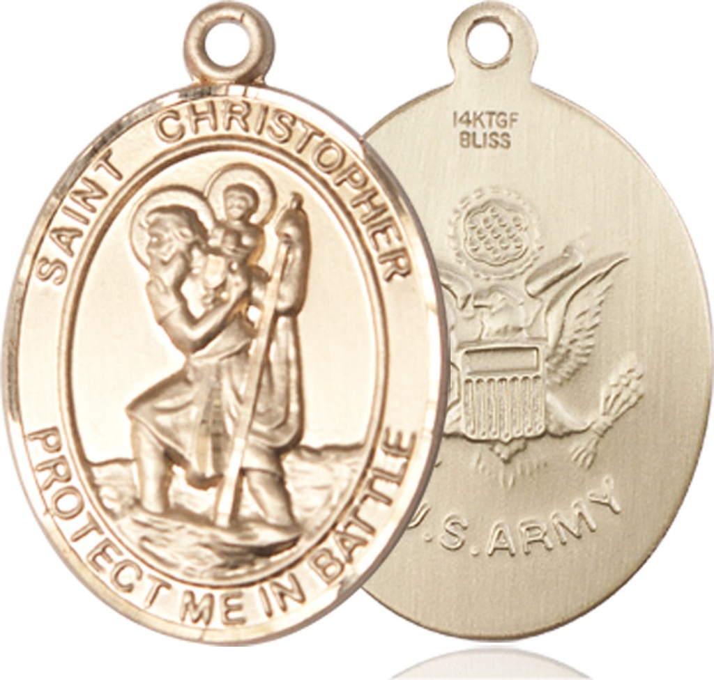 14kt Gold Filled Saint Christopher Army Medal