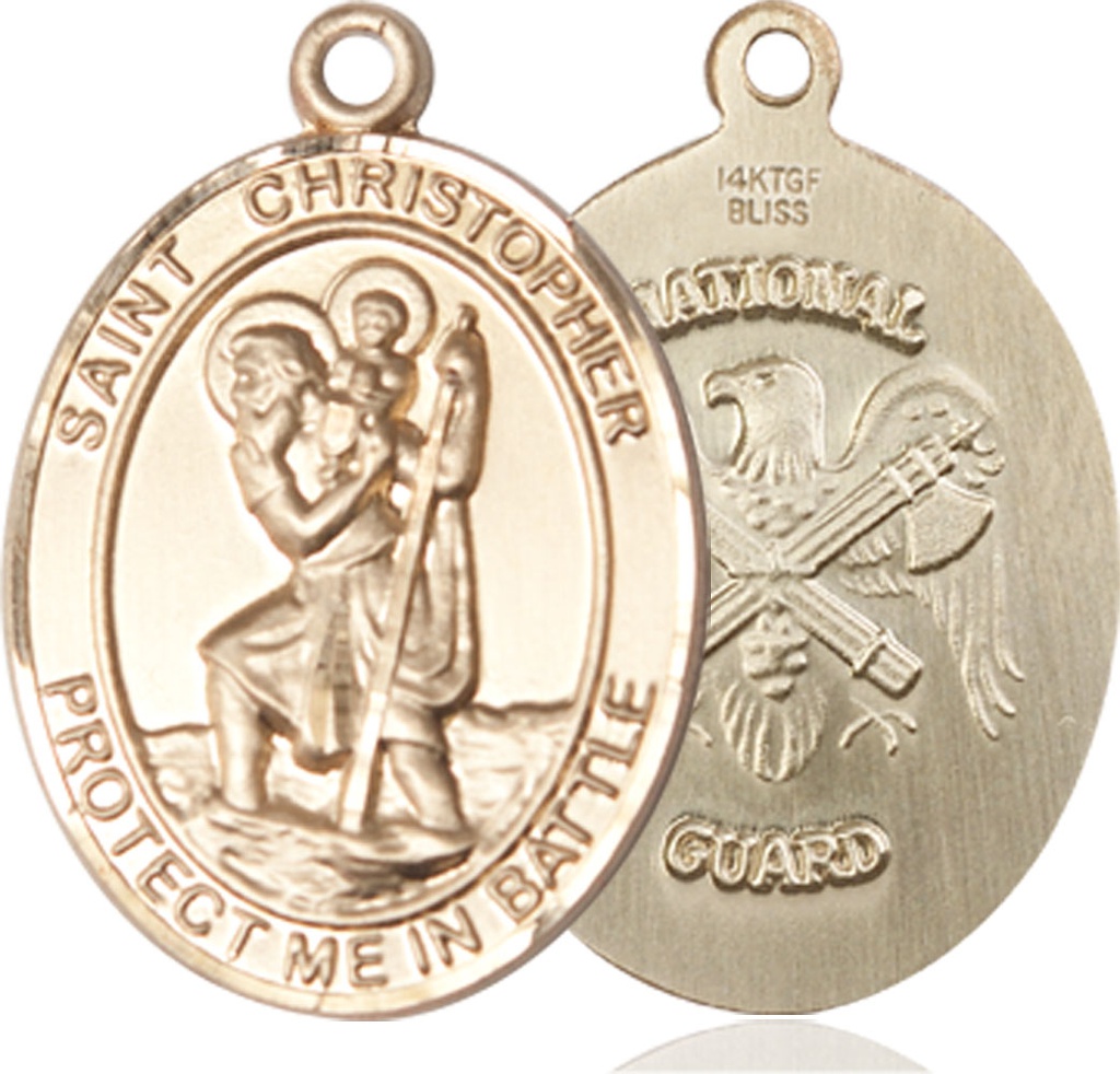 14kt Gold Filled Saint Christopher National Guard Medal