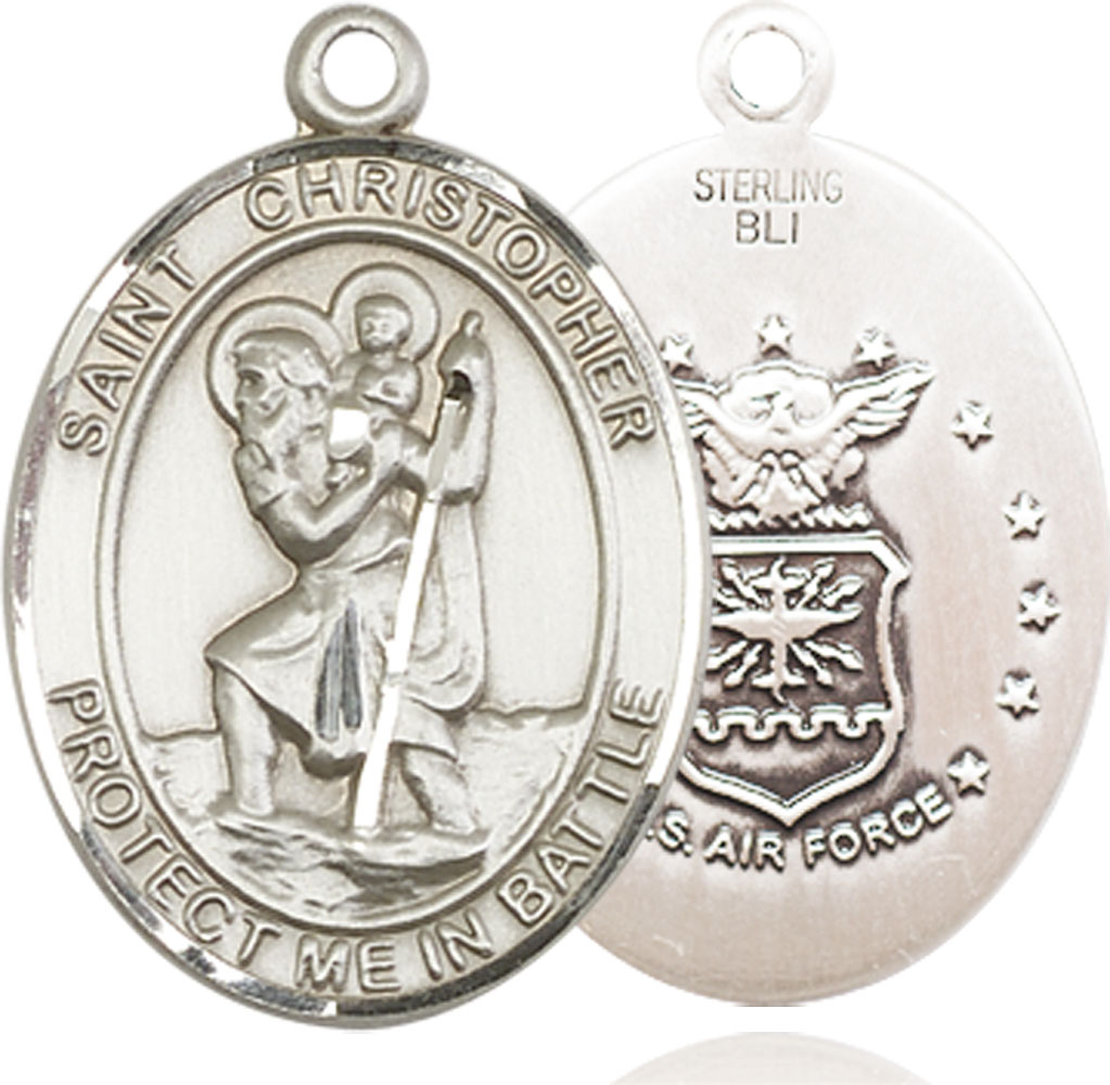 Sterling Silver Saint Christopher Air Force Medal