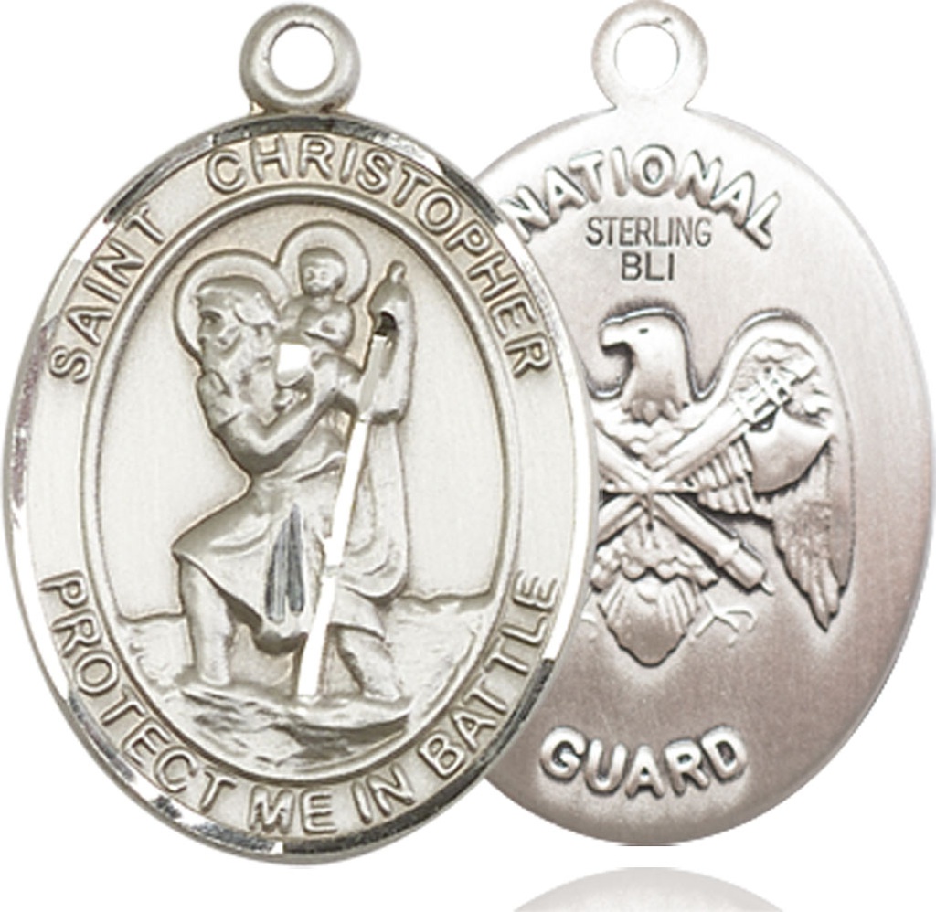 Sterling Silver Saint Christopher National Guard Medal