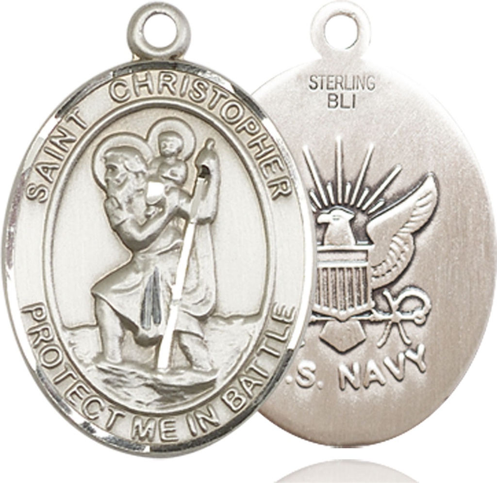 Sterling Silver Saint Christopher Navy Medal