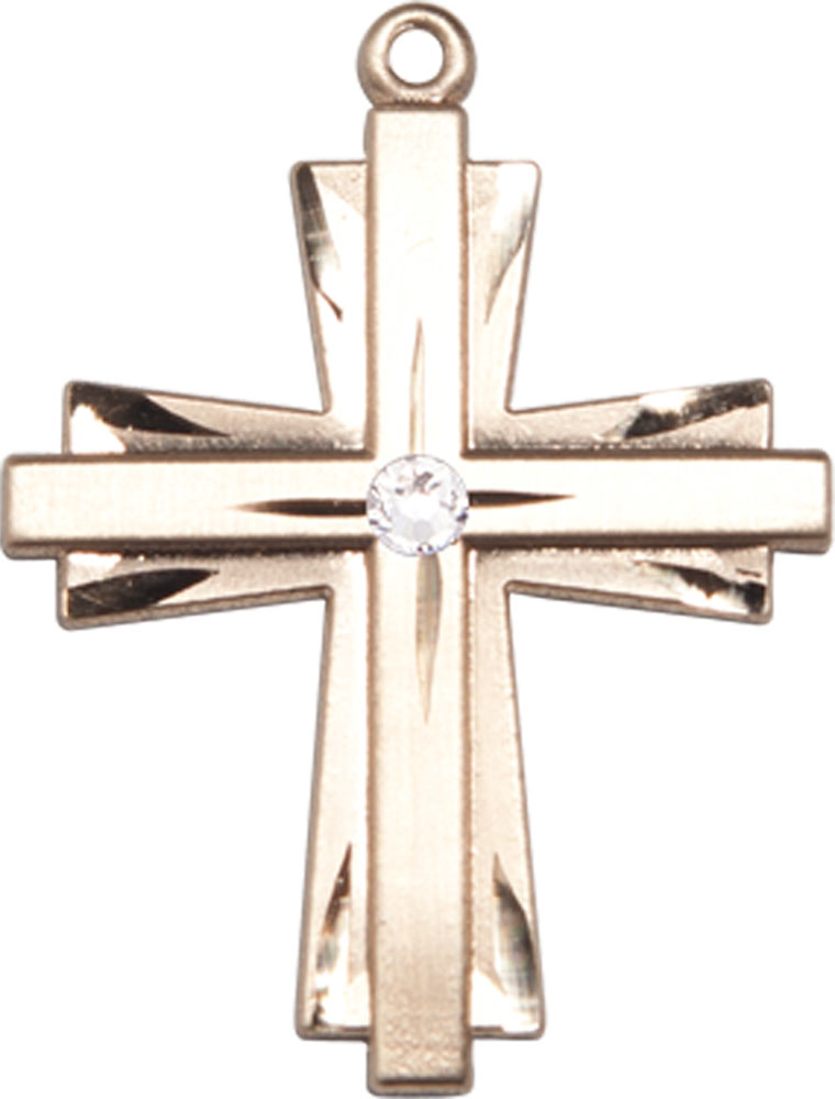 14kt Gold Filled Cross Medal with a 3mm Crystal Swarovski stone